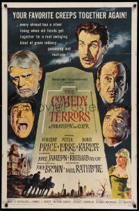 8y165 COMEDY OF TERRORS 1sh '64 Boris Karloff, Peter Lorre, Vincent Price, Joe E. Brown, Tourneur