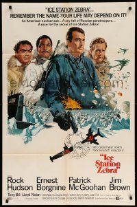 8y410 ICE STATION ZEBRA style A 1sh '69 Rock Hudson, Jim Brown, Ernest Borgnine, Terpning art!