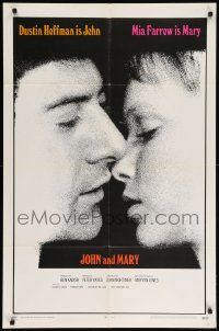 8y432 JOHN & MARY int'l 1sh '69 super close huge image of Dustin Hoffman!