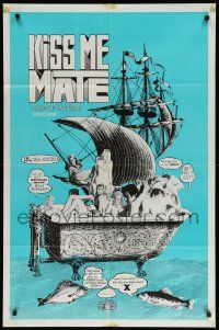 8y441 KISS ME MATE 1sh '69 wacky bathtub/ship artwork, you'll get your anchors away!