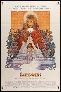 8y447 LABYRINTH 1sh '86 Jim Henson, art of David Bowie & Jennifer Connelly by Ted CoConis!