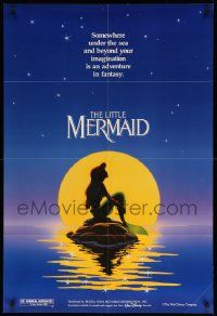 8y470 LITTLE MERMAID teaser DS 1sh '89 Disney, great art of Ariel in moonlight by Morrison/Patton!