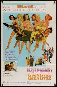 8y471 LIVE A LITTLE, LOVE A LITTLE 1sh '68 McGinnis art of Elvis Presley & sexy beach babes!