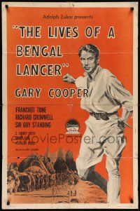 8y473 LIVES OF A BENGAL LANCER 1sh R58 full-length art of Gary Cooper with gun!