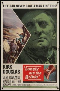 8y478 LONELY ARE THE BRAVE 1sh '62 Kirk Douglas classic, who was strong enough to tame him?