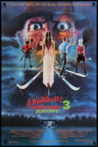 8y559 NIGHTMARE ON ELM STREET 3 1sh '87 cool horror art of Freddy Krueger by Matthew Peak!