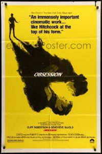 8y576 OBSESSION 1sh '76 Brian De Palma, Paul Schrader, rare different non-reviews style!