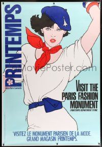 8z289 PRINTEMPS DS 47x69 French advertising poster '80s sexy woman in blue beret by Helene Majera!