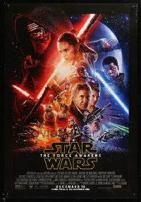 9c292 FORCE AWAKENS advance DS 1sh '15 Star Wars: Episode VII, J.J. Abrams, great cast montage!