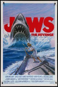 9c456 JAWS: THE REVENGE 1sh '87 art of the Great White Shark, this time it's personal!