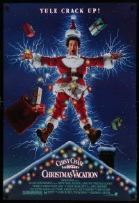 9c612 NATIONAL LAMPOON'S CHRISTMAS VACATION DS 1sh '89 Consani art of Chevy Chase, yule crack up!