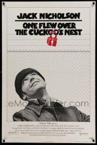 9c646 ONE FLEW OVER THE CUCKOO'S NEST 1sh '75 c/u of Nicholson, Forman classic!