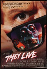 9c903 THEY LIVE DS 1sh '88 Rowdy Roddy Piper, John Carpenter, he's all out of bubblegum!