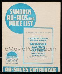 9d522 HONOR AMONG LOVERS English pressbook '31 Colbert, March, directed by Dorothy Arzner!