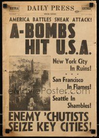 9d124 INVASION U.S.A. herald '52 New York in ruins, San Francisco in flames, cool newspaper style!