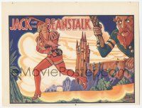 9d127 JACK & THE BEANSTALK stage play English herald '30s Rusby art of female Jack w/egg & giant!