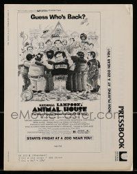 9d550 ANIMAL HOUSE pressbook R79 John Belushi, Landis frat house classic, art by Rick Meyerowitz!