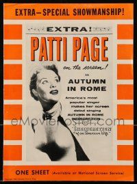 9d559 AUTUMN IN ROME pressbook '54 Patti Page, America's most popular singer in her screen debut!