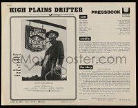 9d731 HIGH PLAINS DRIFTER pressbook '73 classic art of Clint Eastwood holding gun & whip!