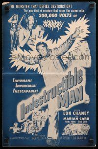 9d749 INDESTRUCTIBLE MAN pressbook '56 Lon Chaney Jr. as inhuman, invincible, inescapable monster!