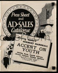 9d514 ACCENT ON YOUTH English pressbook '35 Sylvia Sidney, Herbert Marshall, Samson Raphaelson