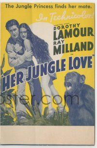 9d107 HER JUNGLE LOVE herald '38 sexy tropical Jungle Princess Dorothy Lamour in sarong, Milland