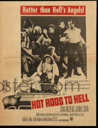 9d117 HOT RODS TO HELL herald '67 Dana Andrews, Jeanne Crain, Hotter than Hell's Angels!