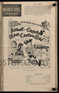 9d535 ABBOTT & COSTELLO MEET CAPTAIN KIDD pressbook '53 pirates Bud & Lou with Charles Laughton!