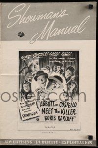 9d536 ABBOTT & COSTELLO MEET THE KILLER BORIS KARLOFF pressbook '49 art of scared Bud & Lou!