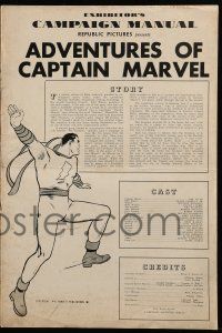 9d539 ADVENTURES OF CAPTAIN MARVEL pressbook '41 predates Superman & Batman, incredibly rare!