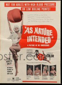 9d556 AS NATURE INTENDED pressbook '63 not for adults w/high blood pressure or low boiling points!