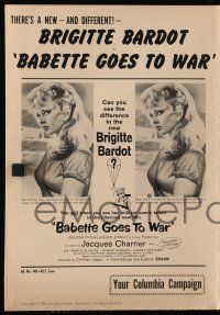 9d561 BABETTE GOES TO WAR pressbook '60 sexy soldier Brigitte Bardot, Babette s'en va-t-en guerre