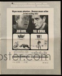 9d729 HATARI/HUD pressbook '67 John Wayne, Paul Newman, Howard Hawks, two exciting hits!