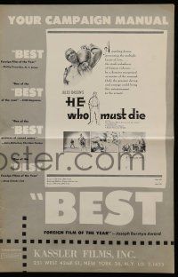 9d730 HE WHO MUST DIE pressbook '58 Jules Dassin, Melina Mercouri, Jean Servais!