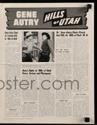 9d732 HILLS OF UTAH pressbook R57 cowboy Gene Autry's a frontier medical doctor now!