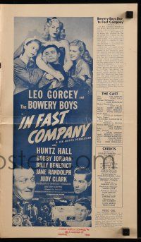 9d745 IN FAST COMPANY pressbook '46 Leo Gorcey & The Bowery Boys, Jane Randolph & Judy Clark!