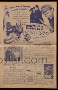 9d747 IN THE MONEY pressbook '58 Huntz Hall & The Bowery Boys are the daffy dragnet!