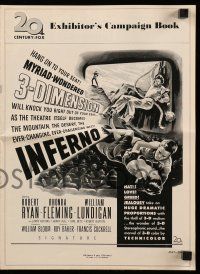 9d751 INFERNO 3D pressbook '53 cool 3-D art of Robert Ryan & Rhonda Fleming over audience!