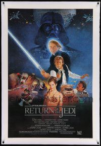 9f196 RETURN OF THE JEDI linen style B studio style 1sh '83 George Lucas, art by Kazuhiko Sano!