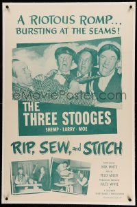 9f201 RIP, SEW & STITCH linen 1sh '53 Three Stooges Moe, Larry & Shemp as tailors in riotous romp!