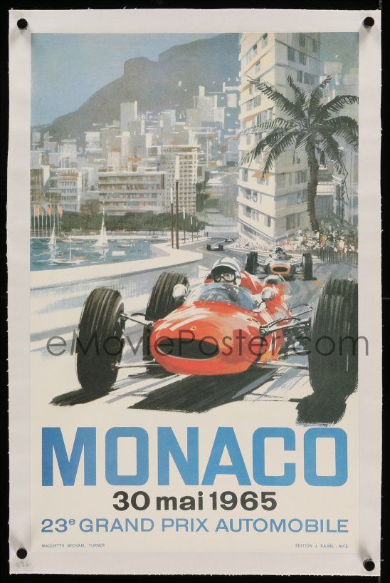 Grand Prix of Monaco 1975 poster by Michael Turner on linen excellent