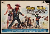 9j366 McLINTOCK Belgian '63 great full length artwork of John Wayne & sexy Maureen O'Hara!