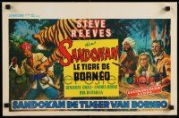 9j386 SANDOKAN THE GREAT Belgian '65 Umberto Lenzi, great art of tiger leaping at Steve Reeves!