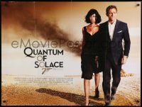 9j294 QUANTUM OF SOLACE DS British quad '08 Daniel Craig & Kurylenko, burning building & brown sky!