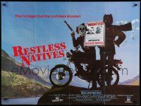 9j296 RESTLESS NATIVES British quad '86 cool image of masked men holding wanted poster!