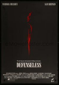 9j156 DEFENSELESS Canadian 1sh '91 Barbara Hershey, Sam Shepard, cool red art!