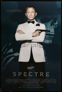 9j185 SPECTRE advance DS Canadian 1sh '15 cool image of Daniel Craig as James Bond 007 with gun!