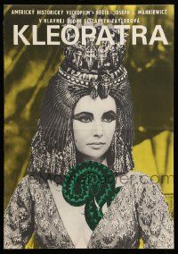 9j112 CLEOPATRA Slovak 11x16 '66 cool Hilmar art of Elizabeth Taylor w/snake!