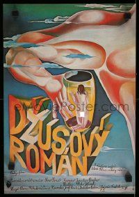 9j114 DZUSOVY ROMAN Czech 11x16 '84 Svankmajerova art of naked woman in glass!