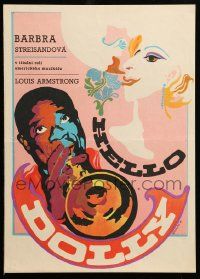 9j123 HELLO DOLLY Czech 11x16 '70 different art of Barbra Streisand & Louis Armstrong by Galova!